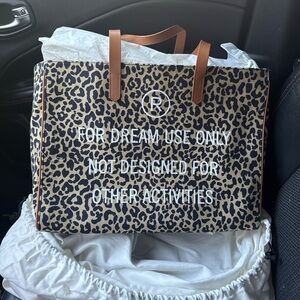 Golden Goose Leopard Print Tote with Brown Straps